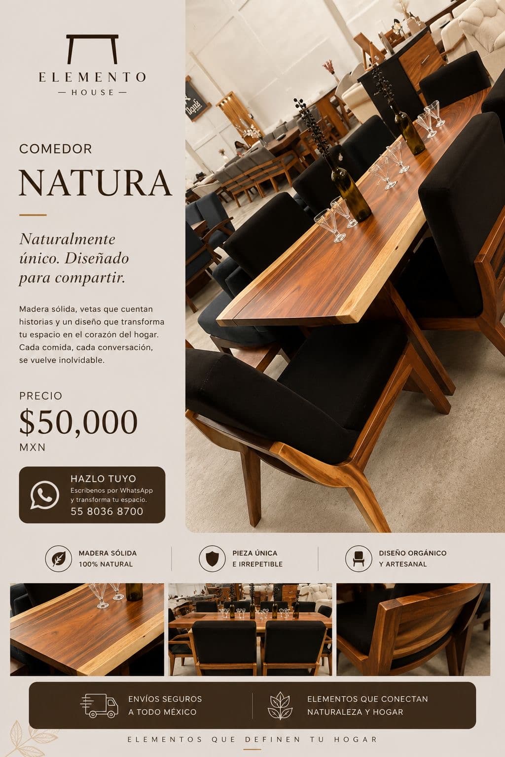 Comedor Natura entregado y montado en showroom